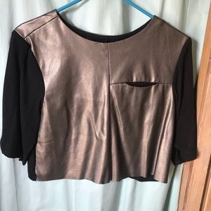 Structured faux leather crop top